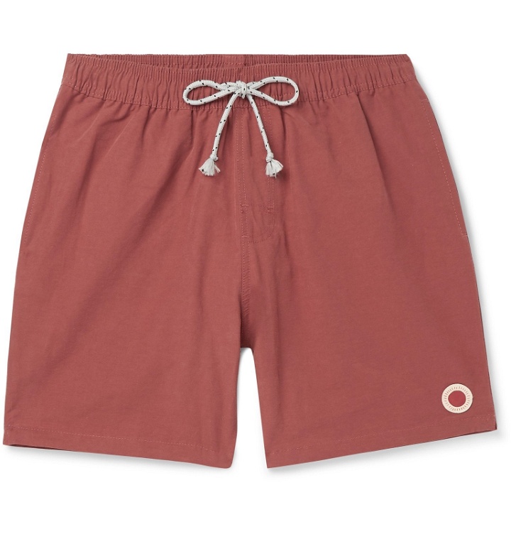Photo: Mollusk - Vacation Mid-Length Cotton-Blend Swim Shorts - Red