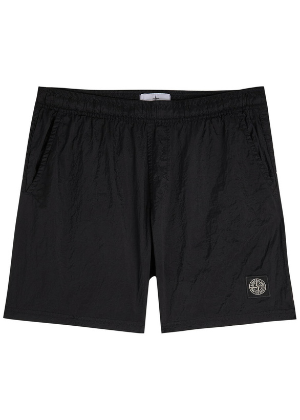 Photo: Stone Island Logo Crinkled Nylon Swim Shorts Black