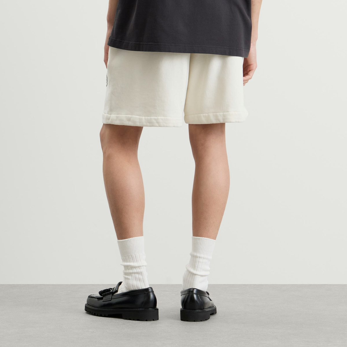 END. Men's Drawstring Sweat Short in Smoke White