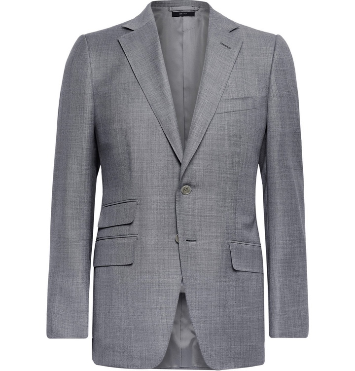 Photo: TOM FORD - O'Connor Slim-Fit Super 110s Sharkskin Wool Suit Jacket - Gray