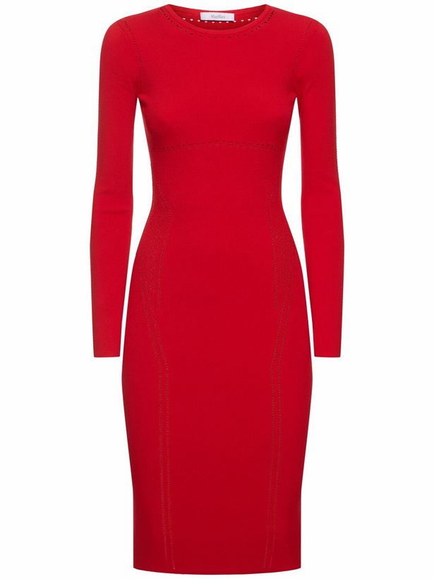 Photo: MAX MARA Comica Long Sleeved Jersey Midi Dress