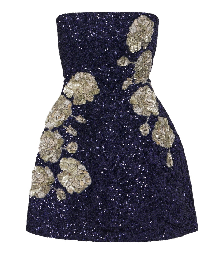 Photo: Là Fuori Midnight Rosette sequined silk corset dress