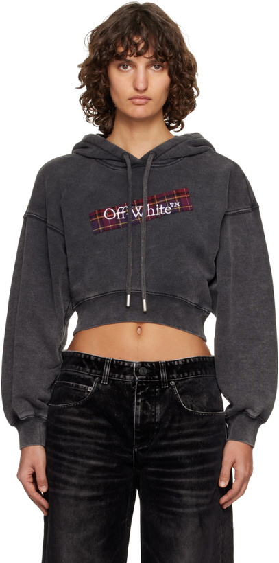 Photo: Off-White Gray Bookish Crop Logo Hoodie