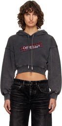Off-White Gray Bookish Crop Logo Hoodie