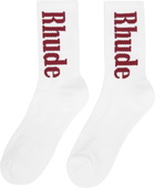 Rhude White RH Vertical Logo Socks