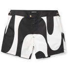 TOM FORD - Slim-Fit Short-Length Printed Swim Shorts - Black