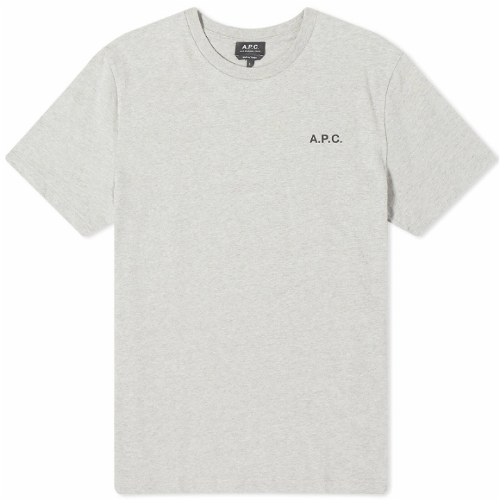 Photo: A.P.C. Men's Wave Back Print T-Shirt in Heather Grey