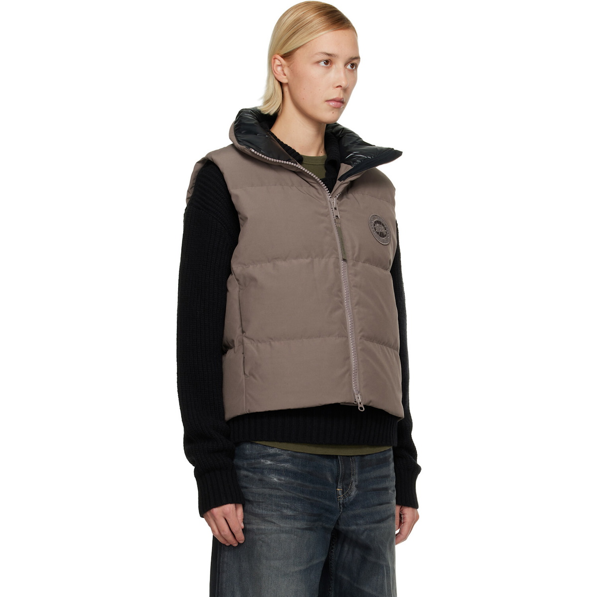 Canada Goose Brown 'Tonal Label' Grandview Cropped Down Vest