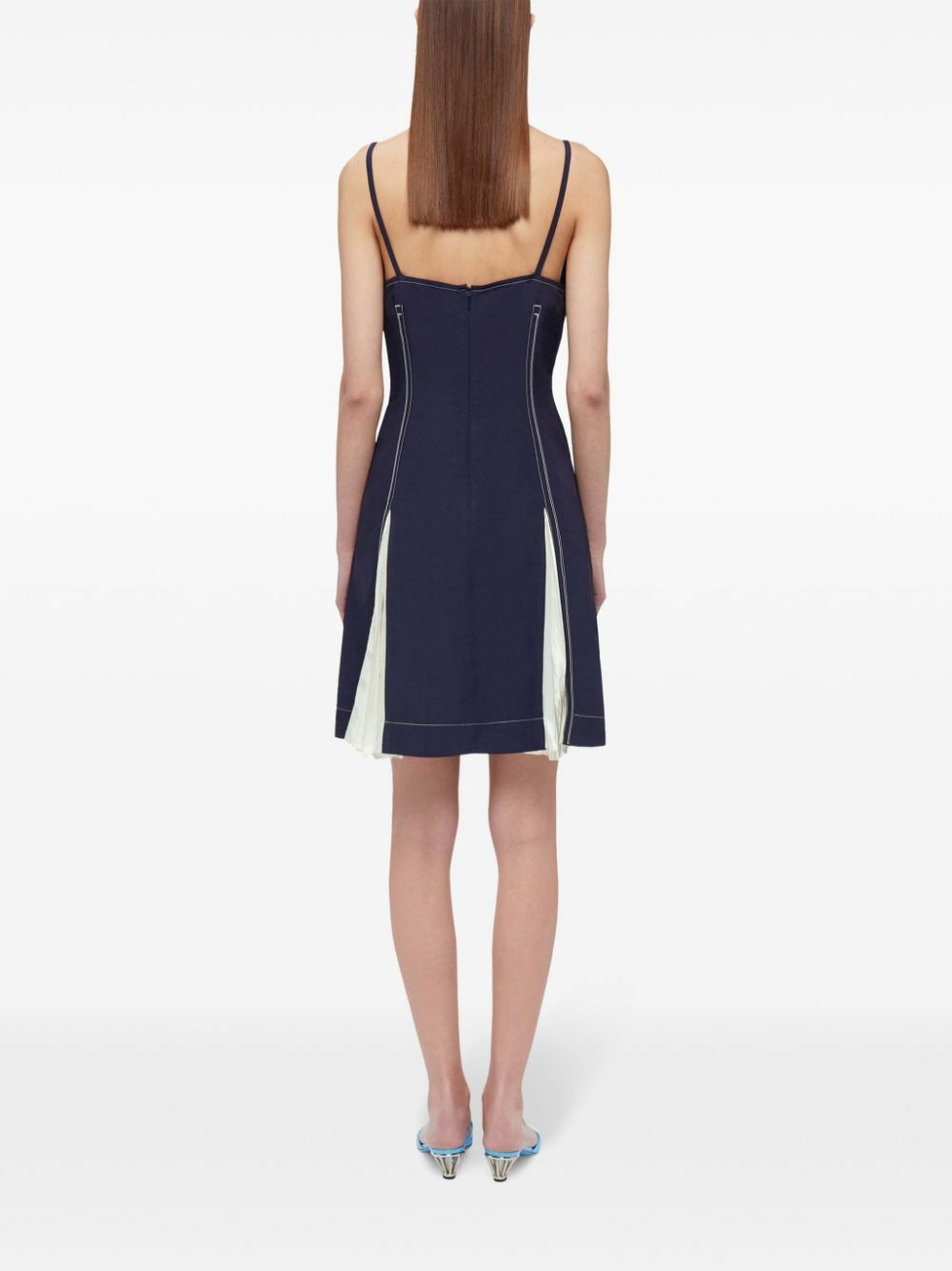 Ferragamo Blue Contrast-Stitching Mini Dress Salvatore Ferragamo