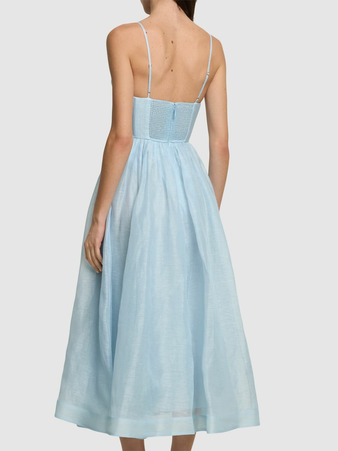 ZIMMERMANN Illuminate Linen & Silk Midi Dress Zimmermann
