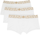 Versace Underwear Three-Pack White Greca Border Briefs