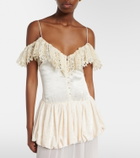 Xu Zhi Lace-trimmed peplum maxi dress