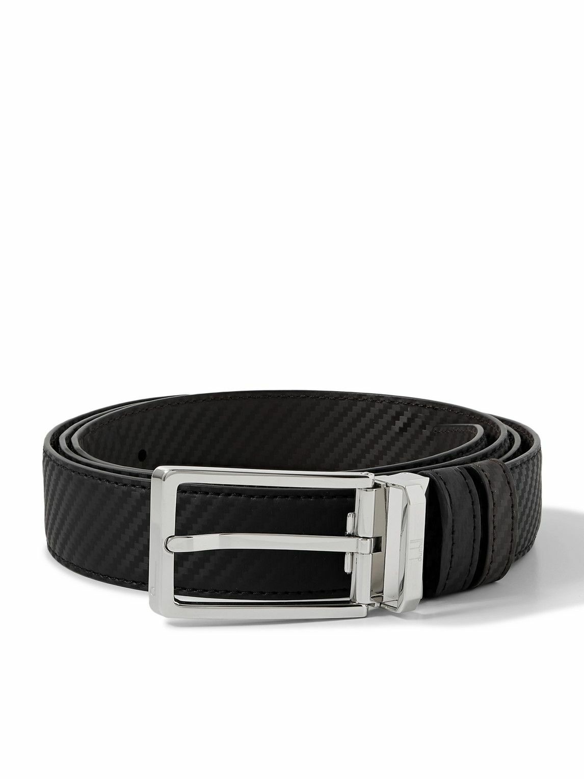 Photo: Dunhill - 3cm Reversible Striped Leather Belt - Black