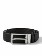 Dunhill - 3cm Reversible Striped Leather Belt - Black