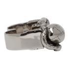 Alexander McQueen Silver Skull and Snake Two Finger Ring