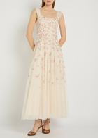 Needle & Thread Mayflower Ditsy Floral-embroidered Tulle Gown Cream