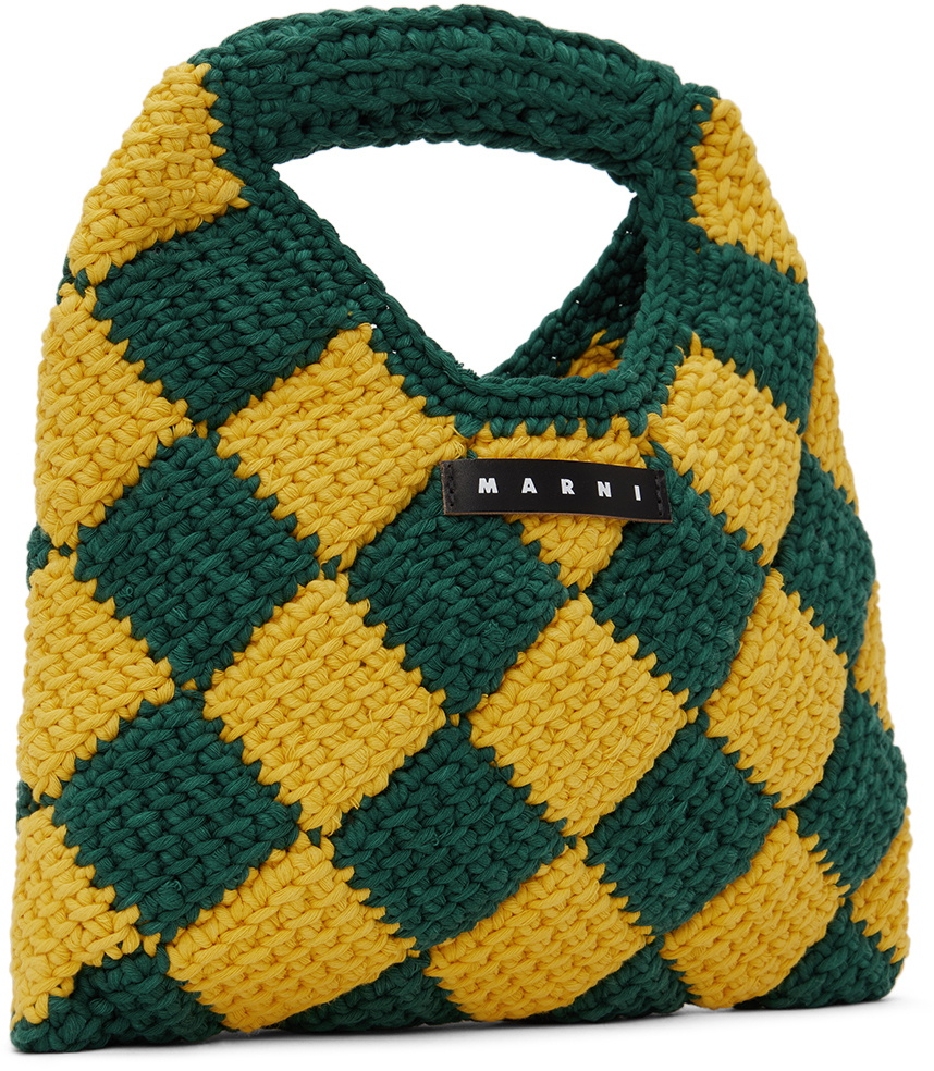 Marni Kids Yellow & Green Diamond Crochet Bag Marni