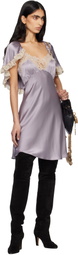 Chloé Purple Washed Silk Satin & Lace Cape Minidress