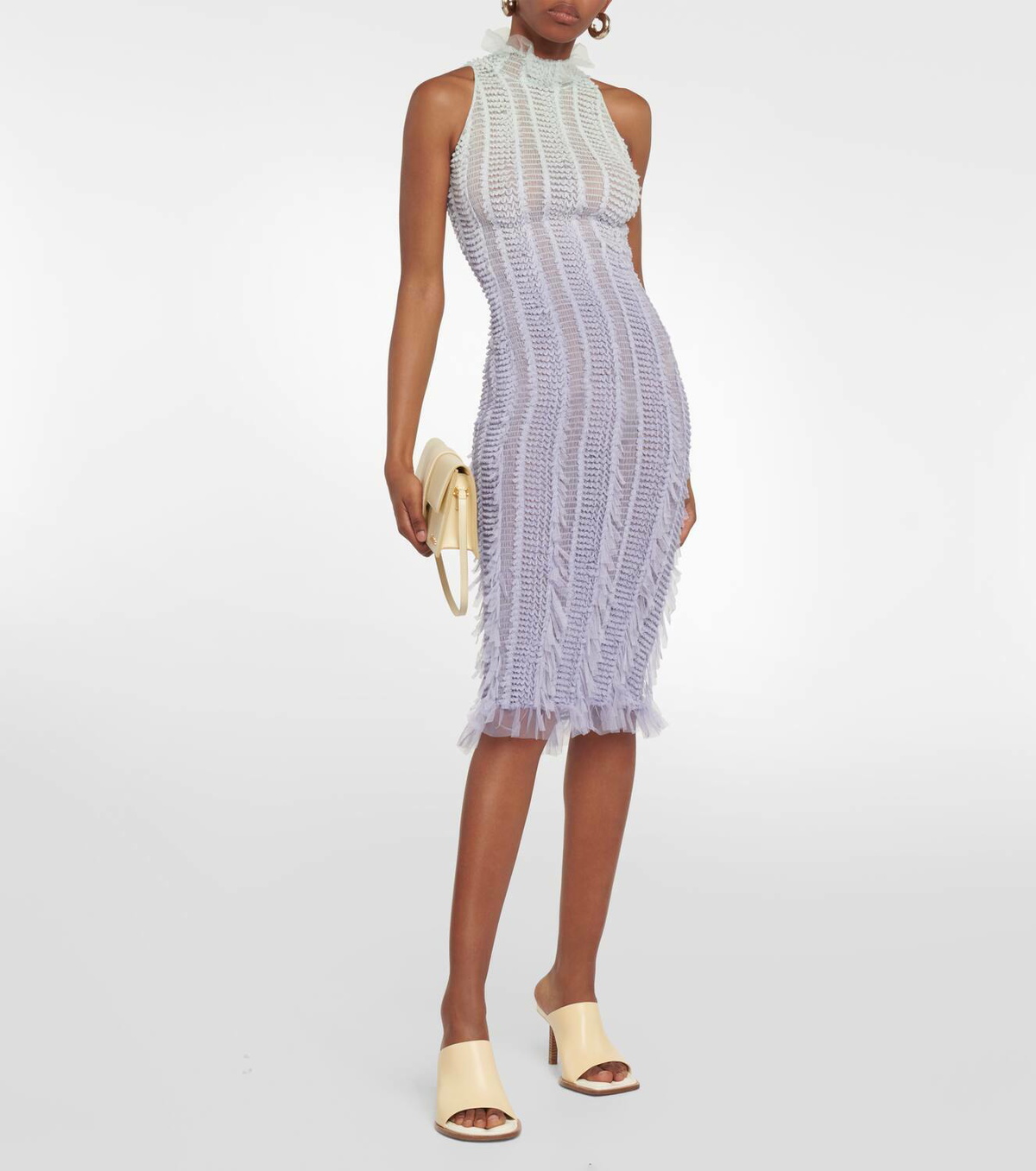 Roberta Einer Angel fringed halterneck midi dress