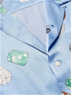 VISVIM - Wallis Camp-Collar Printed Satin Shirt - Blue