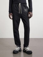 Rick Owens - Moncler Straight-Leg Logo-Appliquéd Embroidered Cotton-Jersey Sweatpants - Black