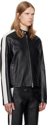 Courrèges Black & White Contrast Biker Leather Jacket