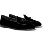 Rubinacci - Marphy Leather-Trimmed Velvet Tasselled Loafers - Black
