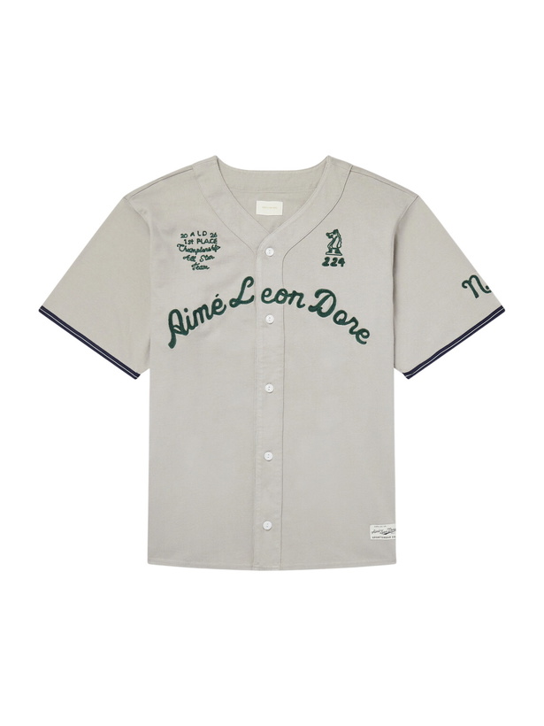 Photo: Aimé Leon Dore - Logo-Embroidered Cotton Shirt - Gray