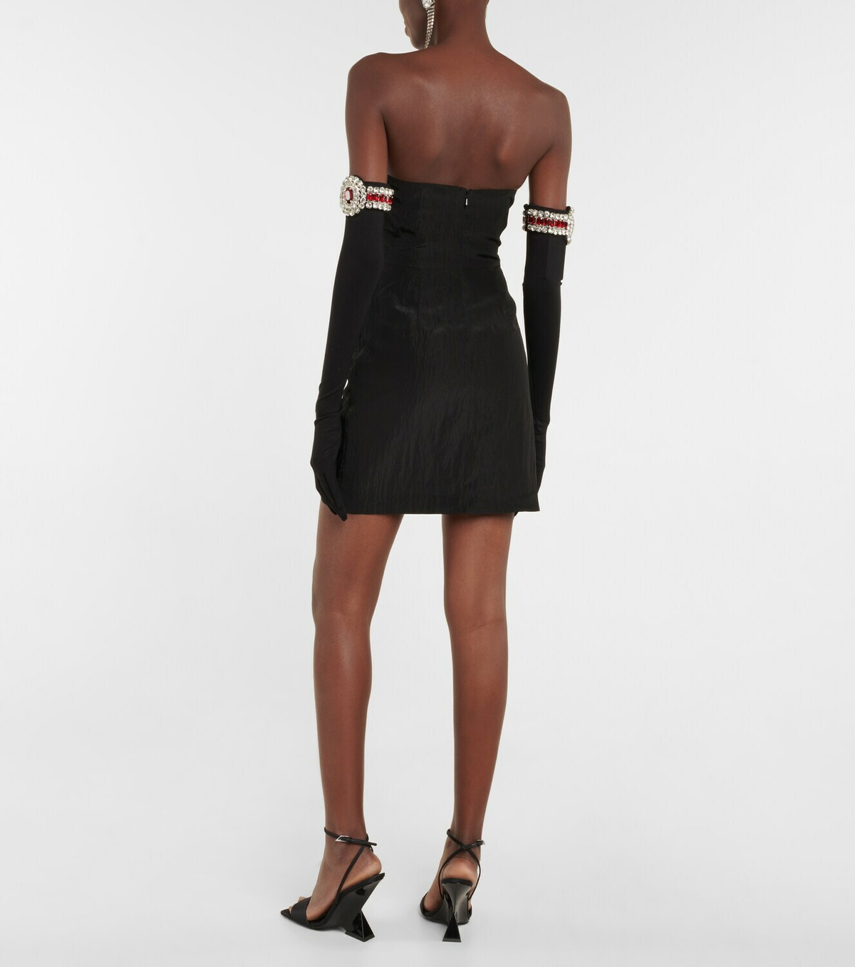 David Koma Moiré minidress and embellished gloves
