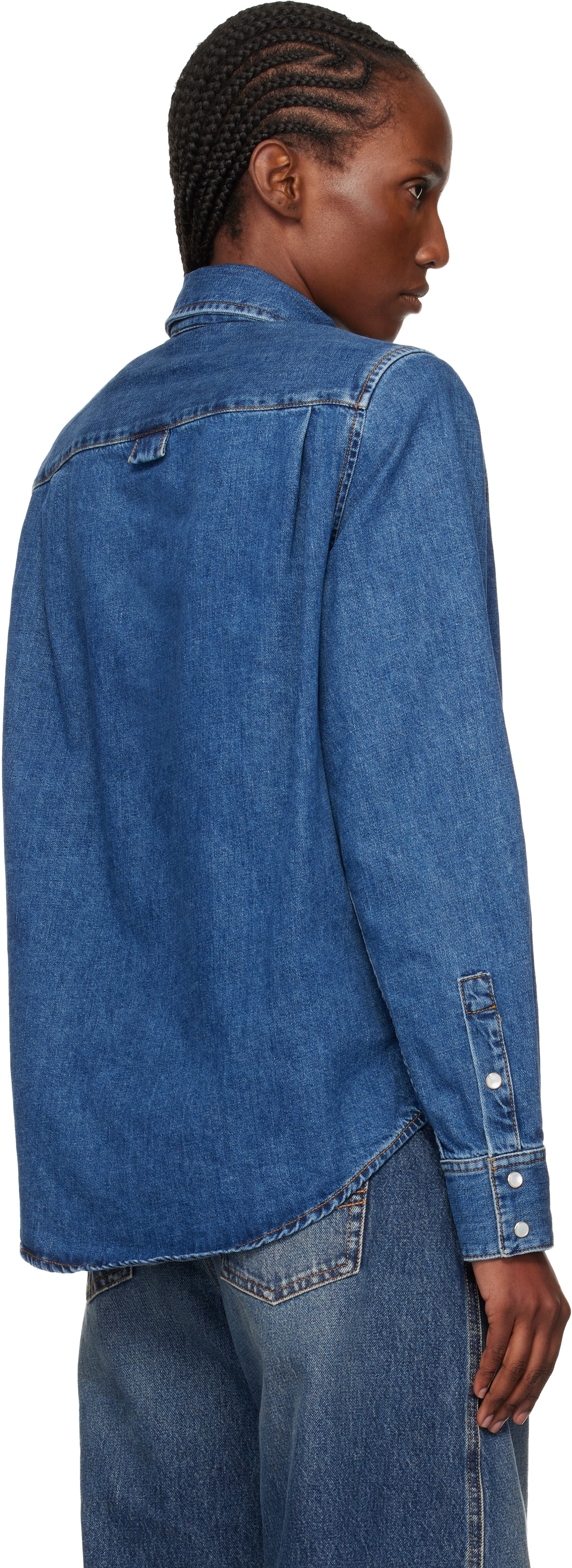 Mugler Blue Denim Power Shirt