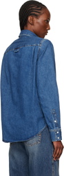 Mugler Blue Denim Power Shirt