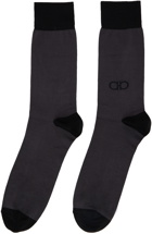 Ferragamo Gray & Black Gancini Socks