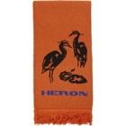 Heron Preston Black and Orange Double Color Scarf