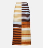 Cala de la Cruz Bruna striped linen midi skirt