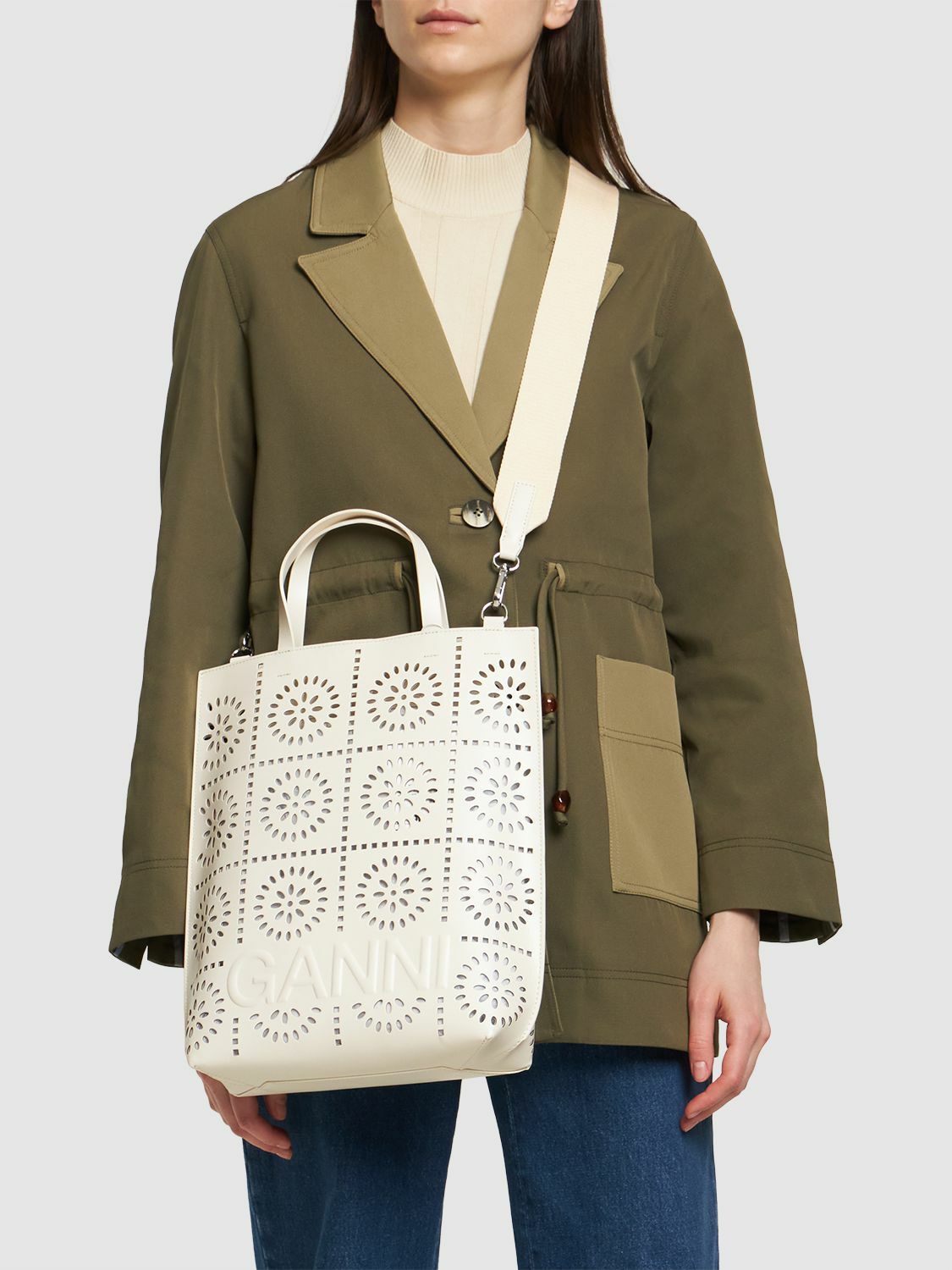 GANNI - Medium Banner Perforated Tote Bag GANNI