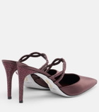 Rene Caovilla Crystal-embellished satin mules