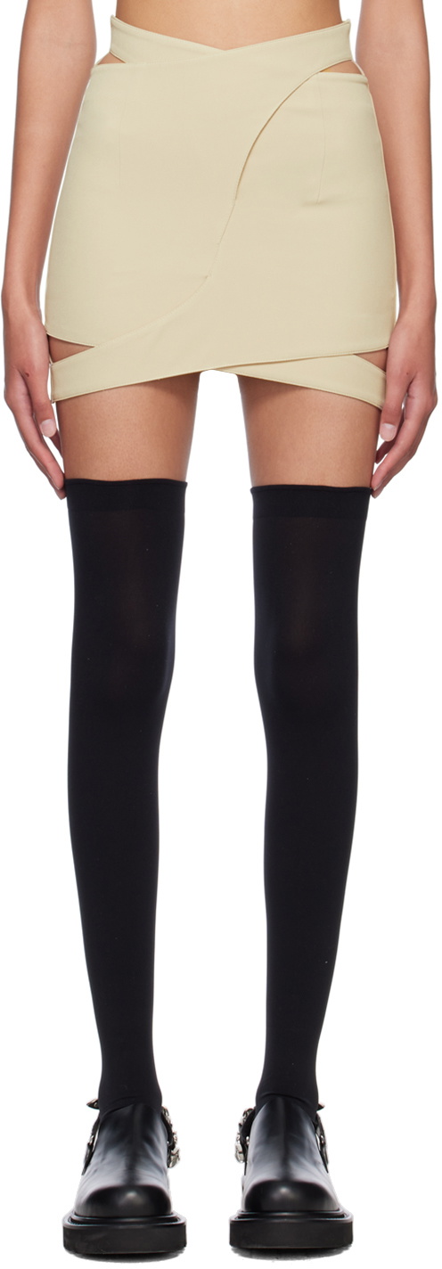 J KOO Beige Cutout Miniskirt