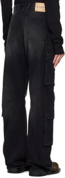 MISBHV Black Faded Denim Cargo Pants