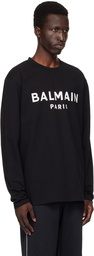 Balmain Black Printed Logo Long Sleeve T-Shirt