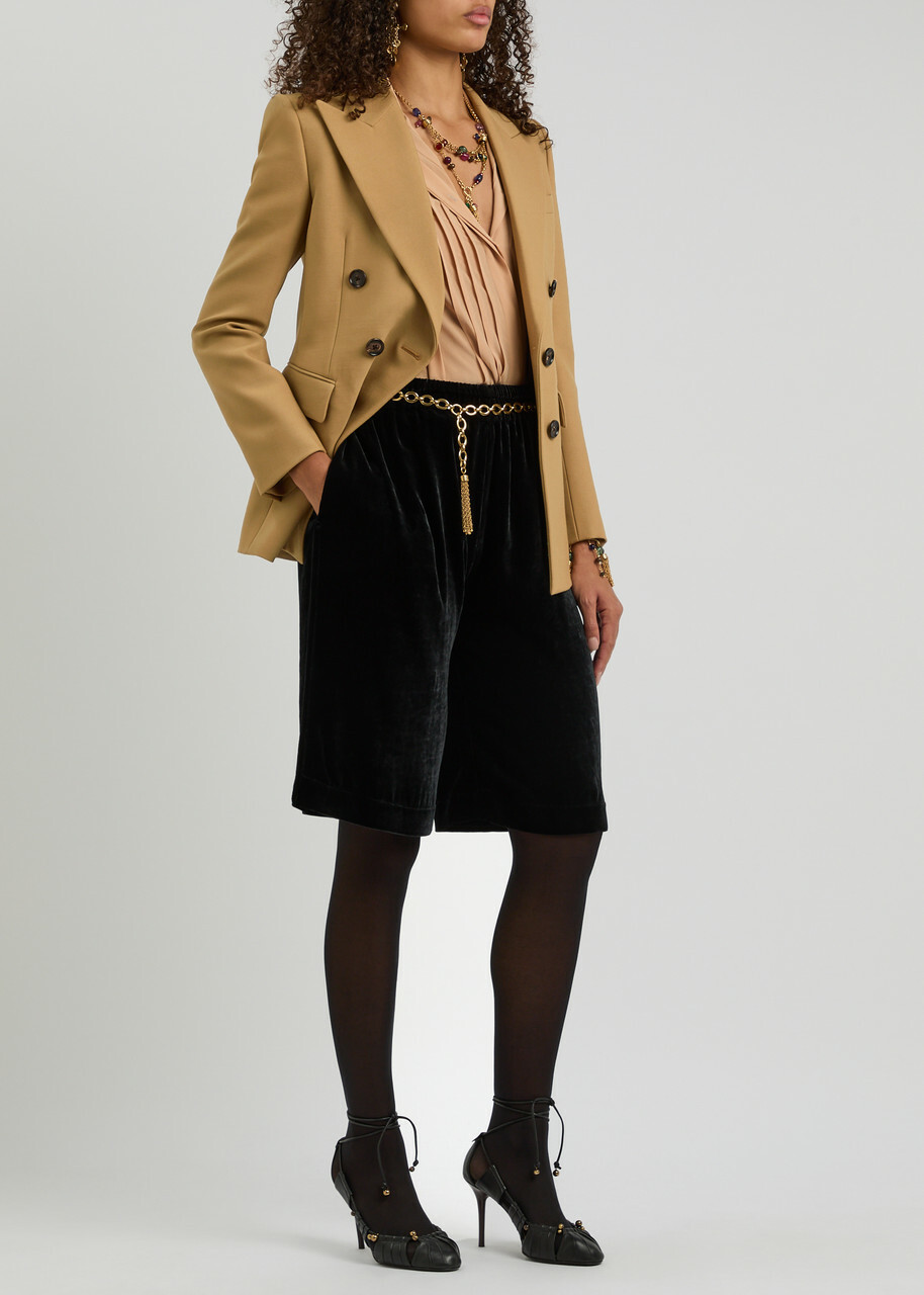 Chloe Double-breasted Wool Blazer Beige