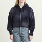Dime Women's Crop Zip Hoodie in Navy Washed