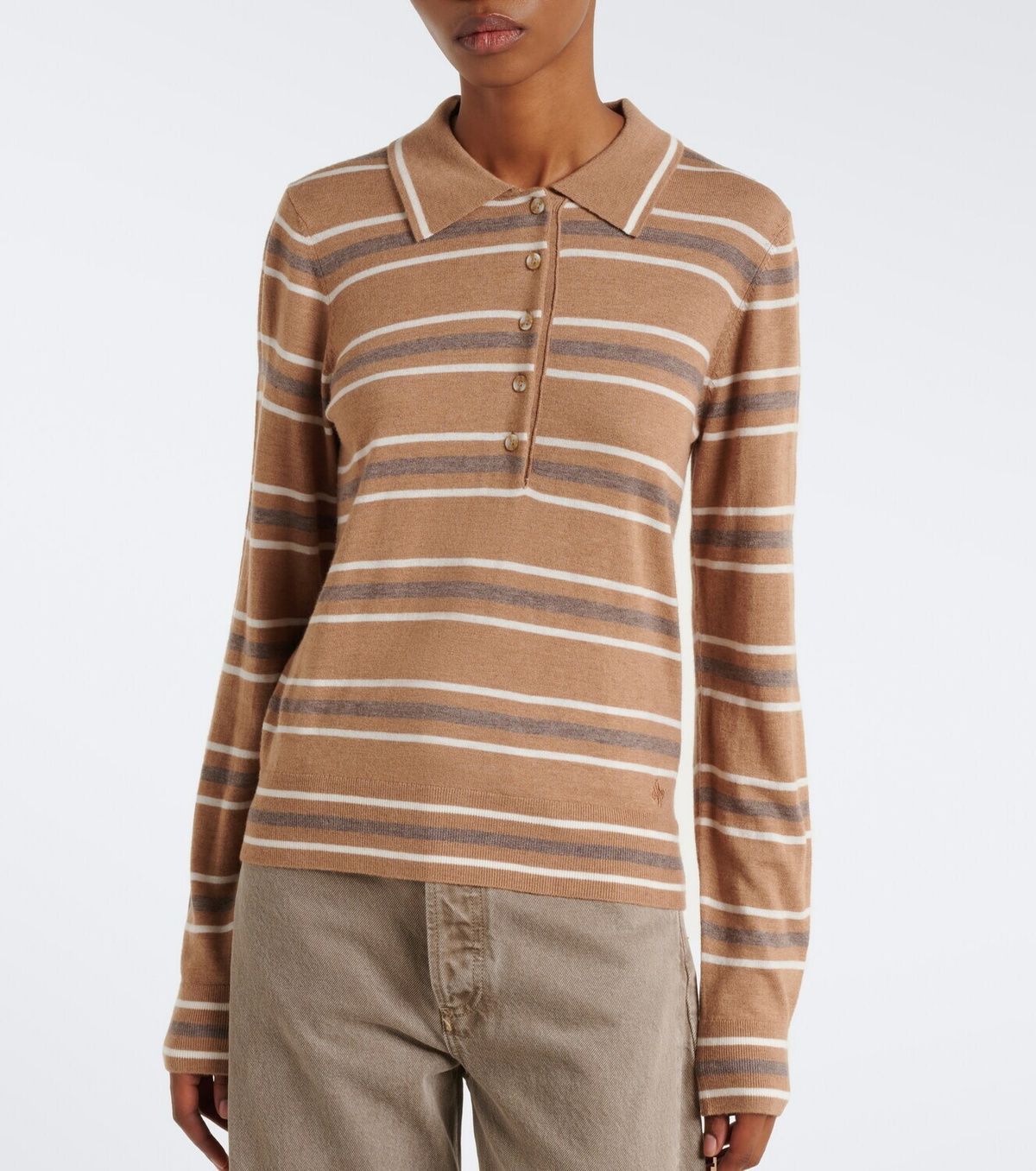 Varley Mayra striped polo sweater