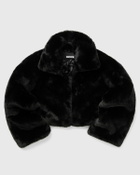 Rotate Birger Christensen Faux Fur Crop Jacket Black Bomber Jackets