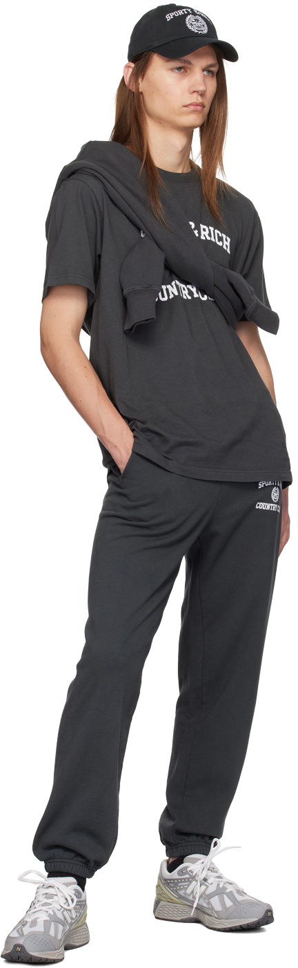 Sporty & Rich Black Varsity Crest Sweatpants
