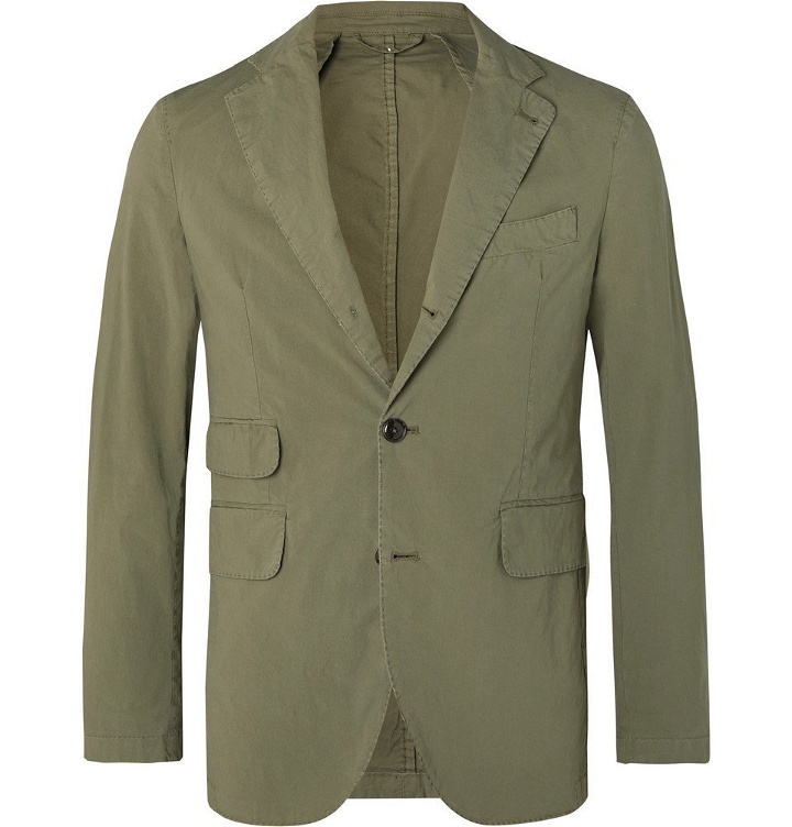 Photo: MAN 1924 - Olive Kennedy Slim-Fit Unstructured Stretch-Cotton Suit Jacket - Green