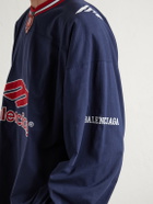 Balenciaga - Oversized Appliquéd Printed Cotton-Jersey T-Shirt - Blue