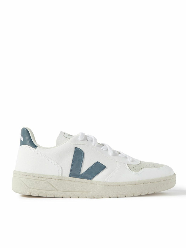 Photo: Veja - V-10 Rubber-Trimmed Leather and Suede Sneakers - White