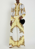 Alice + Olivia Willa Printed Silk-chiffon Shirt Yellow