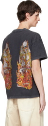 Who Decides War Black Rhinestone Flame Glass T-shirt