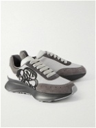 Alexander McQueen - Sprint Runner Exaggerated-Sole Appliquéd Satin, Leather and Suede Sneakers - White